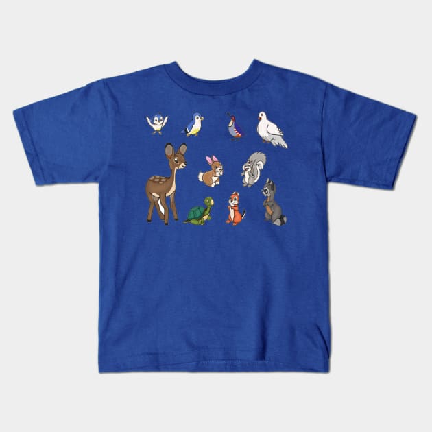 Forest Friends Kids T-Shirt by tesiamarieart